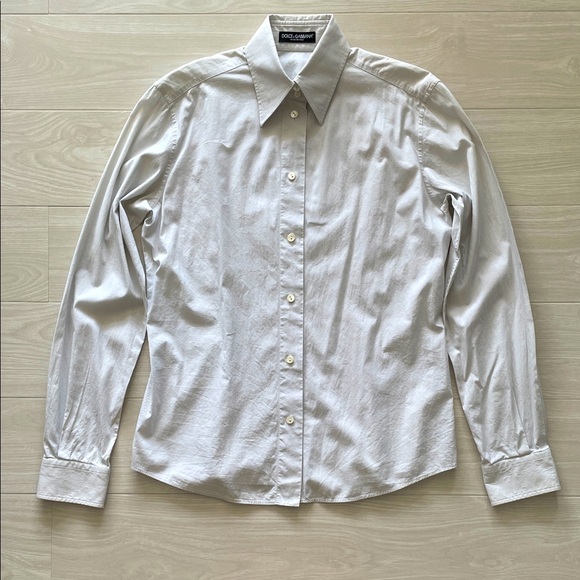 Dolce & Gabbana Light Gray Cotton Classic Fit Shirt - Picture 1 of 9